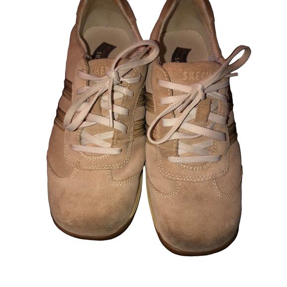 Skechers Somethin'‎ Else Womens Size 8.5 Tan Beige Suede Leather Lace Up Shoes - Picture 2 of 13